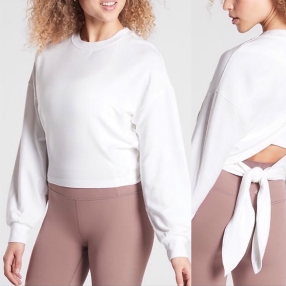 Athleta white tie back sweater